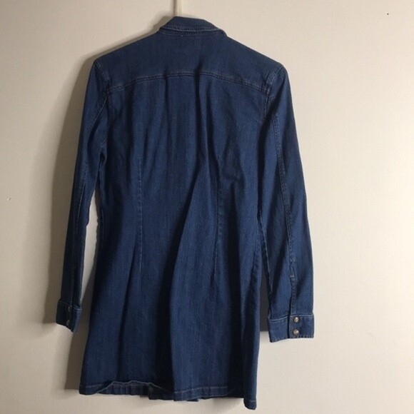 Kendall Kylie Denim Western Mini Dress Pearl Snap size medium - Picture 9 of 11